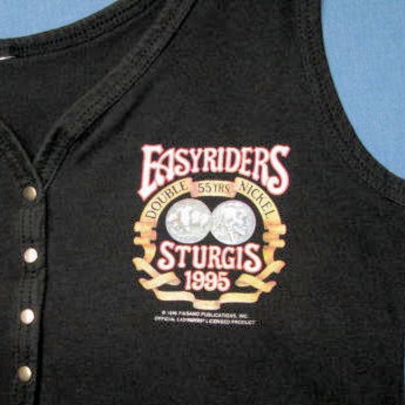 EASYRIDERS 1995 STURGIS CROP TOP MEDIUM, BLACK, GOLD, VINTAGE - Picture 2 of 2